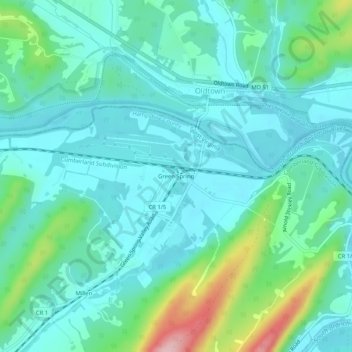 Mappa topografica Green Spring, altitudine, rilievo
