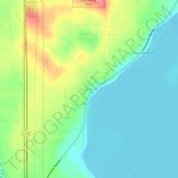 Mappa topografica Topinabee, altitudine, rilievo