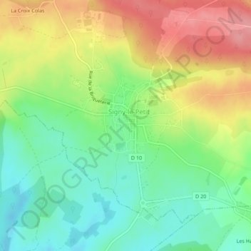 Mappa topografica Petite Rue, altitudine, rilievo