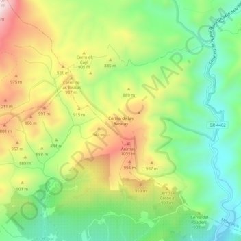 Mappa topografica Cortijo de las Baratas, altitudine, rilievo