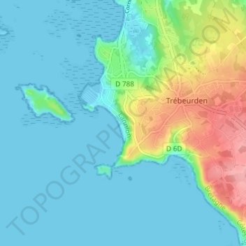 Mappa topografica Traou Meur, altitudine, rilievo