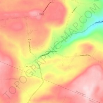 Mappa topografica Van Hornesville, altitudine, rilievo