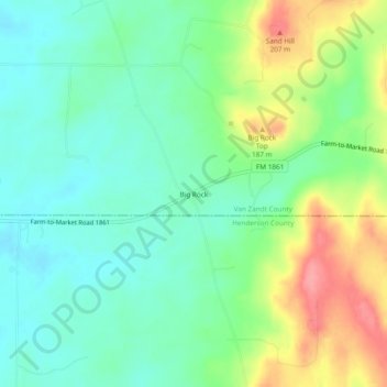 Mappa topografica Big Rock, altitudine, rilievo