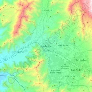 Mappa topografica San Felipe, altitudine, rilievo