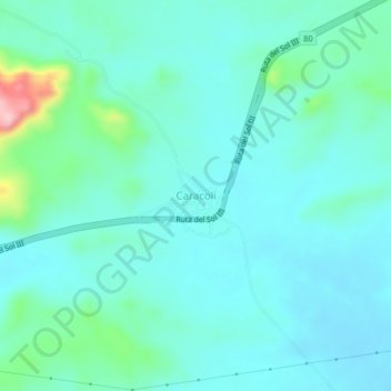 Mappa topografica Caracolí, altitudine, rilievo