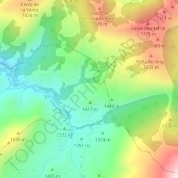 Mappa topografica Fuente del Hervidero, altitudine, rilievo