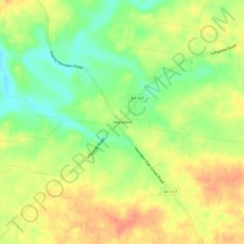 Mappa topografica Herndon, altitudine, rilievo