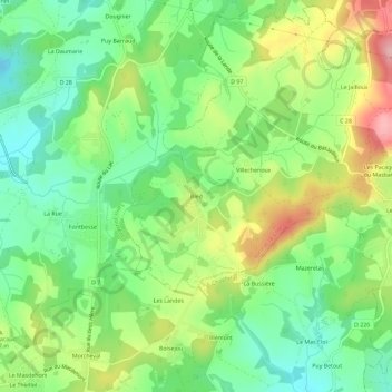 Mappa topografica Bled, altitudine, rilievo