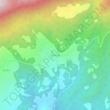 Mappa topografica Ortabağ, altitudine, rilievo