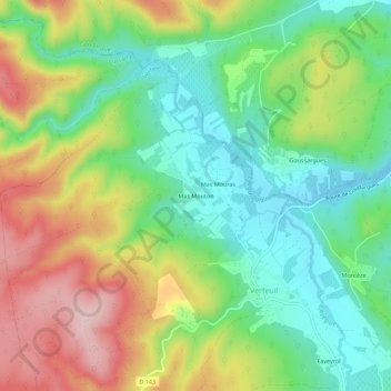 Mappa topografica Mas Mouton, altitudine, rilievo
