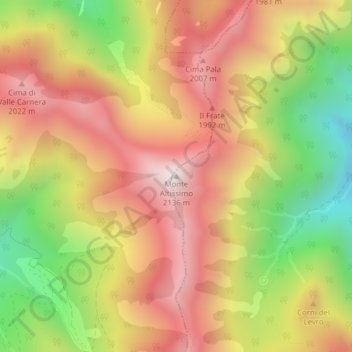 Mappa topografica Monte Altissimo, altitudine, rilievo