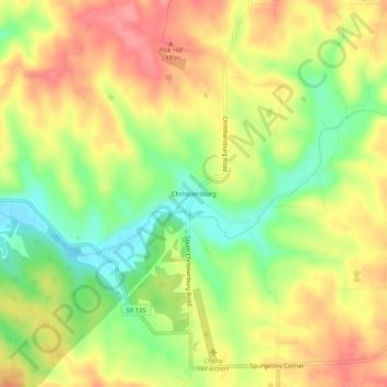 Mappa topografica Christiansburg, altitudine, rilievo