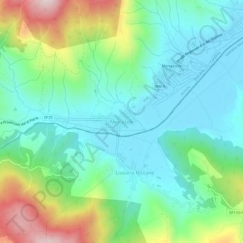Mappa topografica Mercatale, altitudine, rilievo