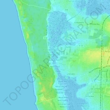 Mappa topografica Marais Moizon, altitudine, rilievo