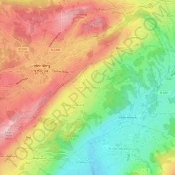 Mappa topografica Schreckenmanklitz, altitudine, rilievo