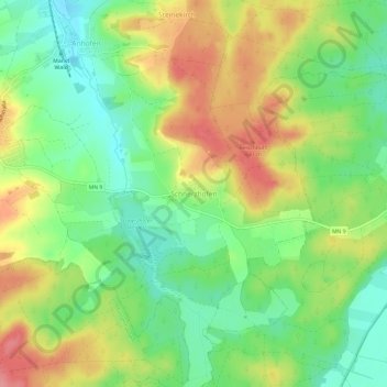 Mappa topografica Schnerzhofen, altitudine, rilievo