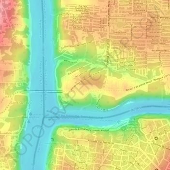 Mappa topografica Porto Meira, altitudine, rilievo