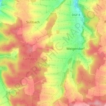 Mappa topografica Staudach, altitudine, rilievo