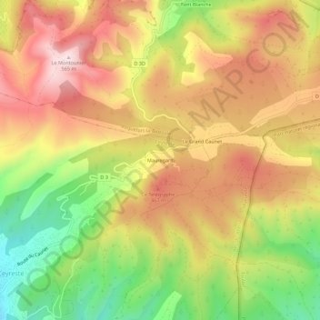 Mappa topografica Mauregard, altitudine, rilievo