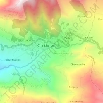 Mappa topografica Vinobamba, altitudine, rilievo