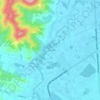 Mappa topografica Guayabo, altitudine, rilievo