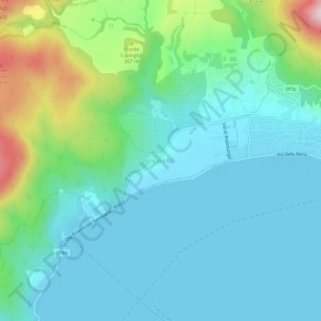 Mappa topografica Vicarello, altitudine, rilievo