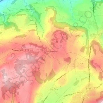 Mappa topografica Les Trois Chênes, altitudine, rilievo