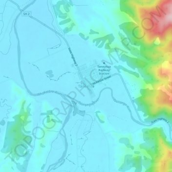 Mappa topografica Tāneatua, altitudine, rilievo