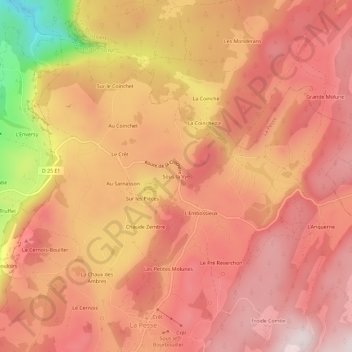 Mappa topografica Sous la Vye, altitudine, rilievo