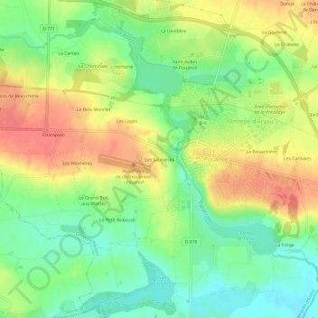 Mappa topografica Les Sauneries, altitudine, rilievo