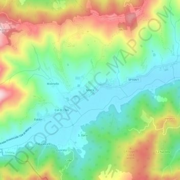 Mappa topografica Morra, altitudine, rilievo