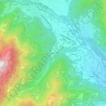 Mappa topografica Croesio, altitudine, rilievo