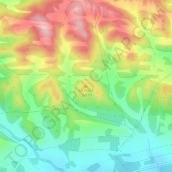 Mappa topografica La Rosa, altitudine, rilievo