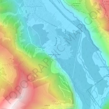 Mappa topografica Pont du Fournol, altitudine, rilievo