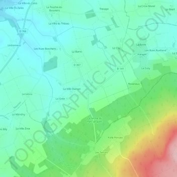 Mappa topografica La Saudraie, altitudine, rilievo