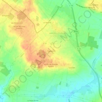 Mappa topografica Treillebois, altitudine, rilievo