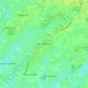 Mappa topografica Klein-Remels, altitudine, rilievo