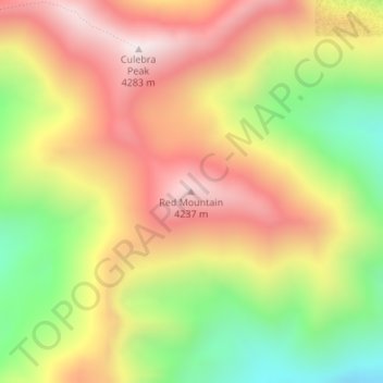Mappa topografica Red Mountain, altitudine, rilievo