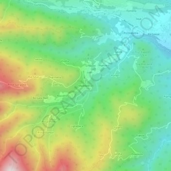 Mappa topografica Maddalena, altitudine, rilievo