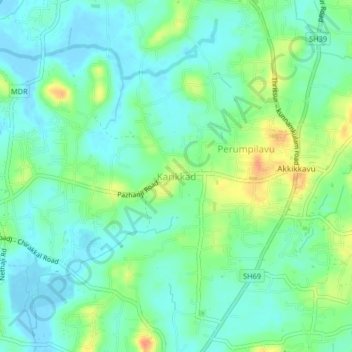 Mappa topografica Karikkad, altitudine, rilievo