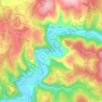 Mappa topografica Le Moulin Vieux, altitudine, rilievo