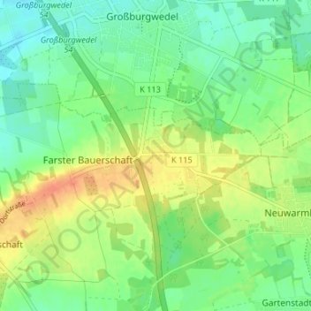 Mappa topografica Farster Bauerschaft, altitudine, rilievo