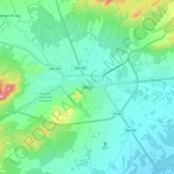 Mappa topografica Yecla, altitudine, rilievo