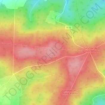 Mappa topografica Signal d'Ecouves, altitudine, rilievo
