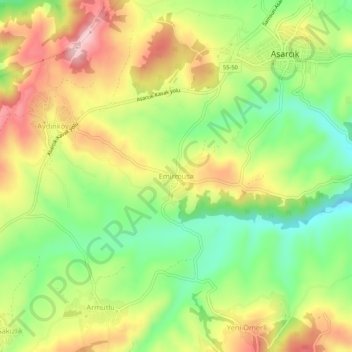Mappa topografica Emirmusa, altitudine, rilievo