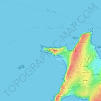 Mappa topografica Pointe de Toulinguet, altitudine, rilievo