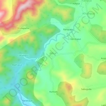 Mappa topografica Albur, altitudine, rilievo