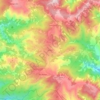 Mappa topografica Moretti, altitudine, rilievo