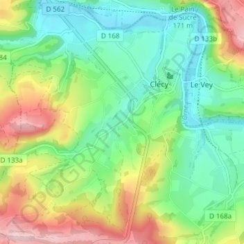 Mappa topografica La Poterie, altitudine, rilievo