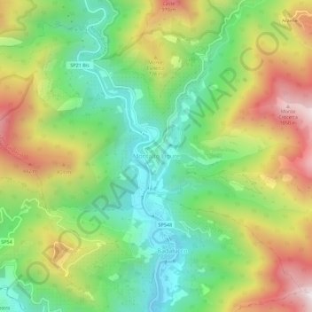 Mappa topografica Montalto Ligure, altitudine, rilievo